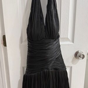 Backless Black Halter Evening Dress - Unbranded